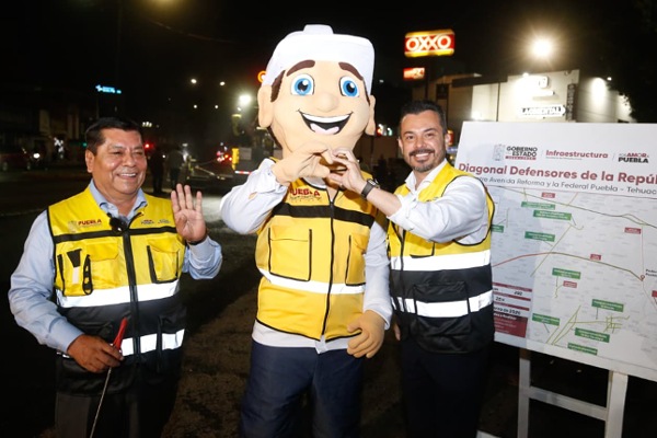 Gobierno estatal trabaja 24/7 en territorio; trenes de pavimentación avanzan en la diagonal