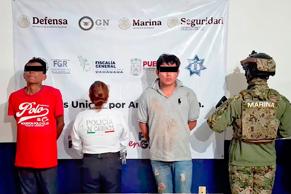 Detienen Policía Estatal y Marina a dos presuntos asaltantes de transporte de carga