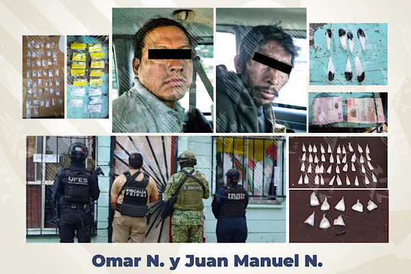 Asegura FGE dos inmuebles y detiene a dos personas por narcomenudeo en la capital poblana