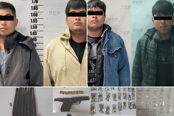 Detiene Policía Estatal a cuatro presuntos asaltantes de transporte de carga en a Huixcolotla