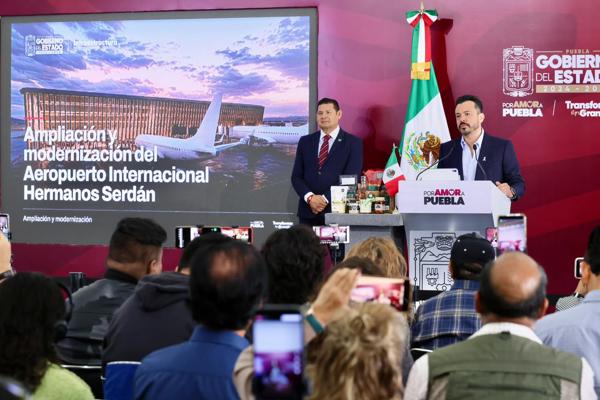 Movilización del aeropuerto Hermanos Serdán proyecta a Puebla hacia 2030: Armenta