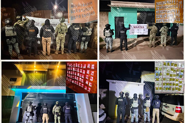 En operativo interinstitucional, asegura FGE cuatro inmuebles y 188 envoltorios con posible droga